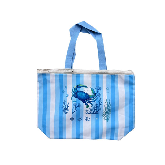 Striped Beach Bag with Zipper