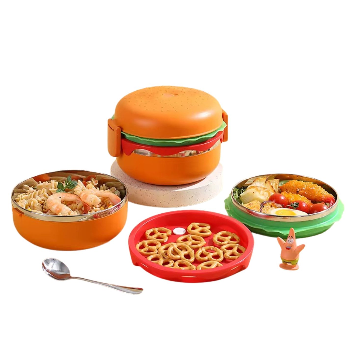 3-Tier Hamburger Lunch Box