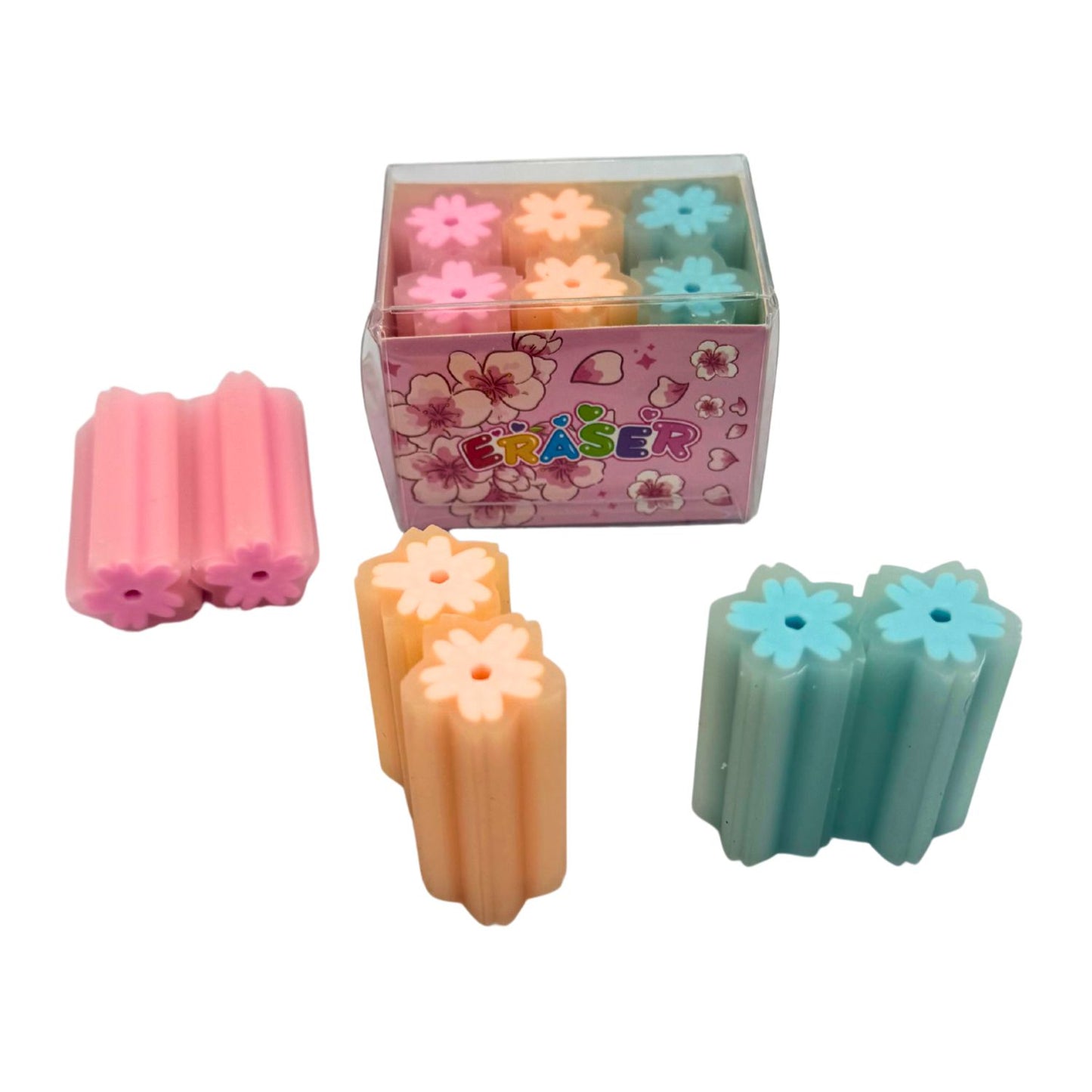 Pastel 3D Floral Erasers