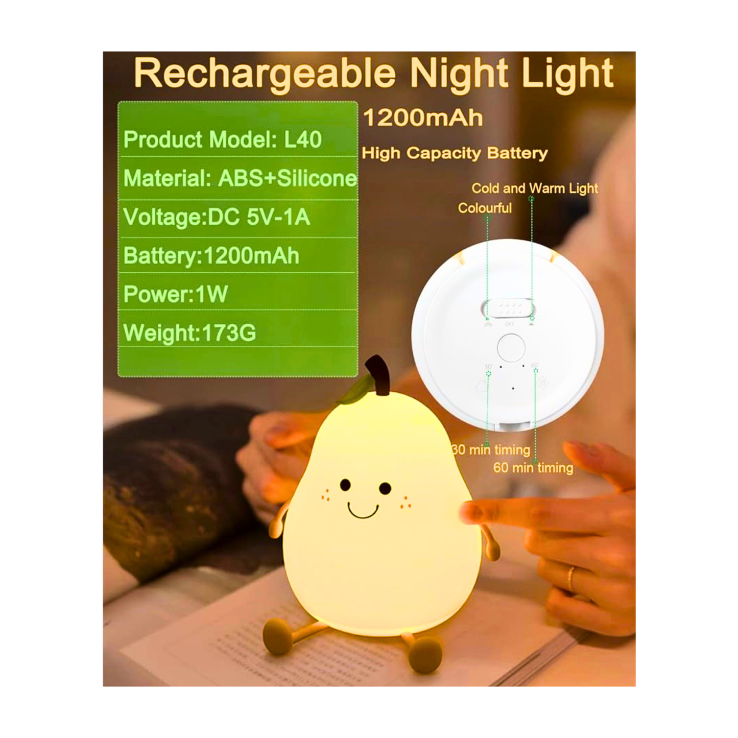 Silicone Pear Night Light