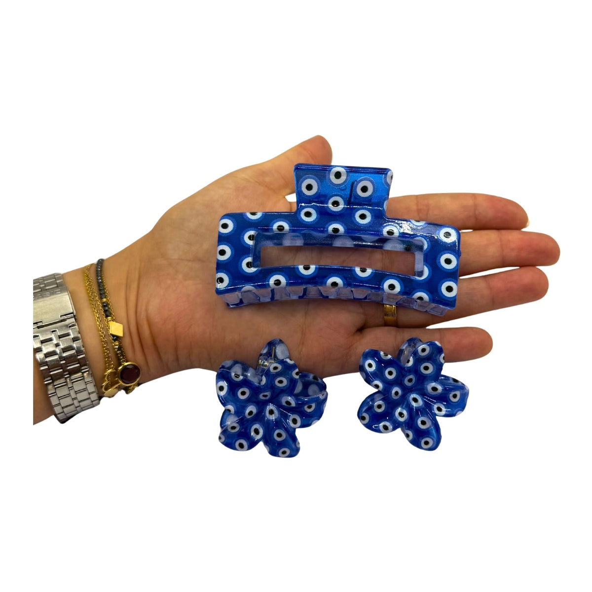 Evil Eye Crochet Hair Clip - 3pcs/set