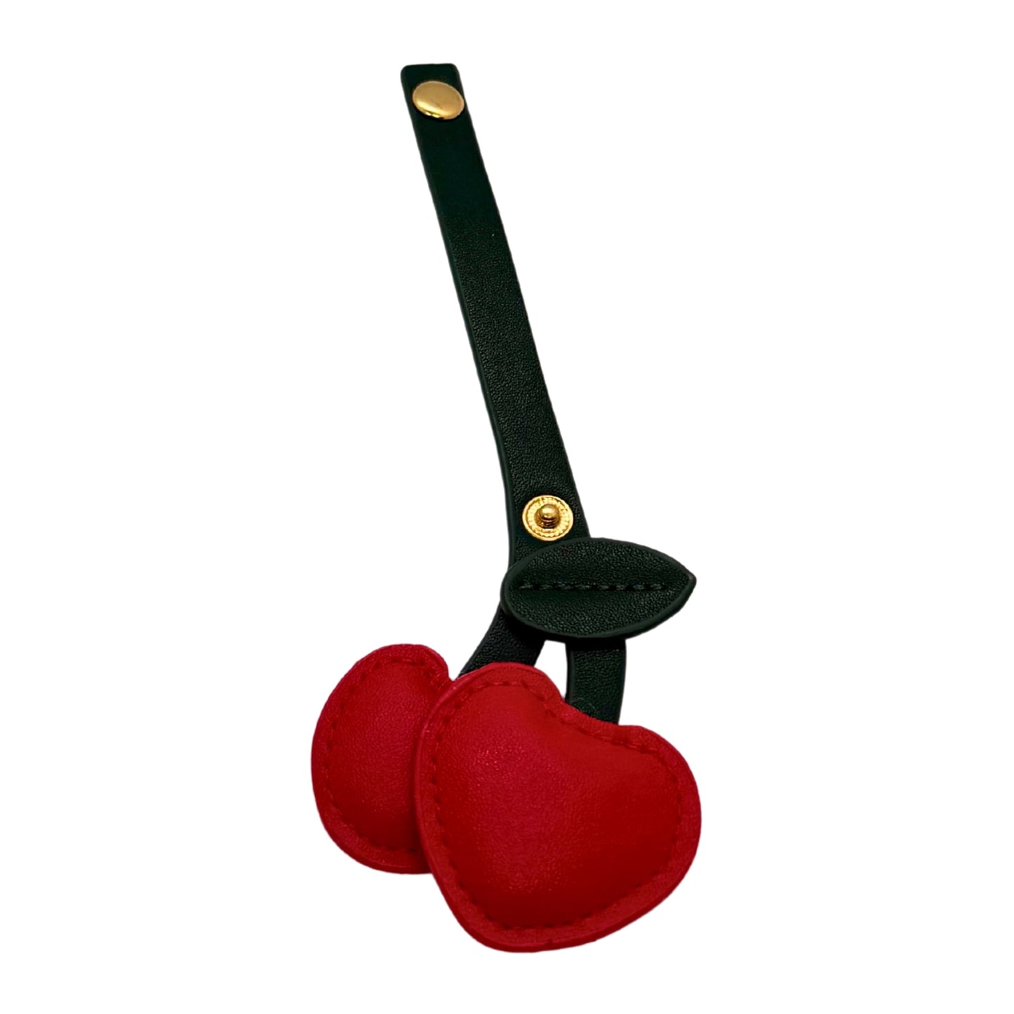 Heart-Shaped Cherry Leather Bag Charms