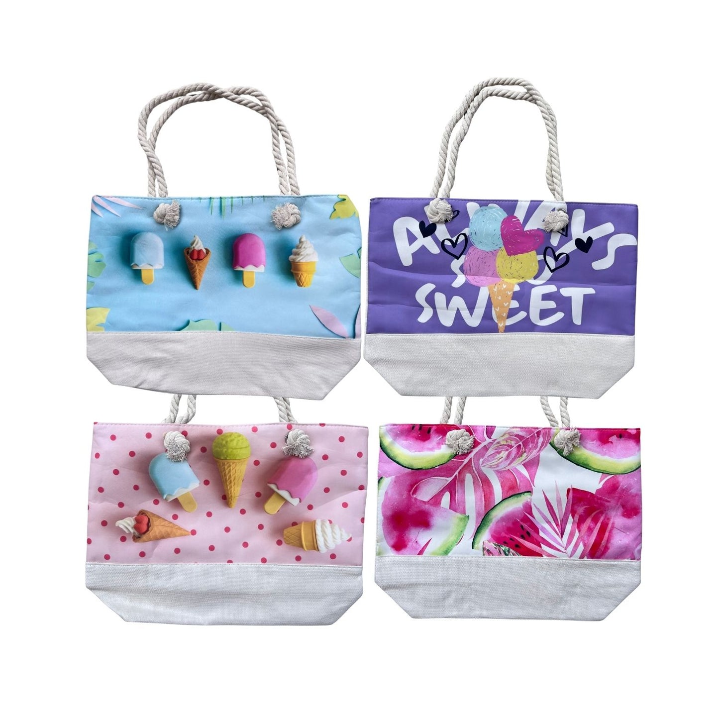 Ice Cream Beach Bag with Zipper
