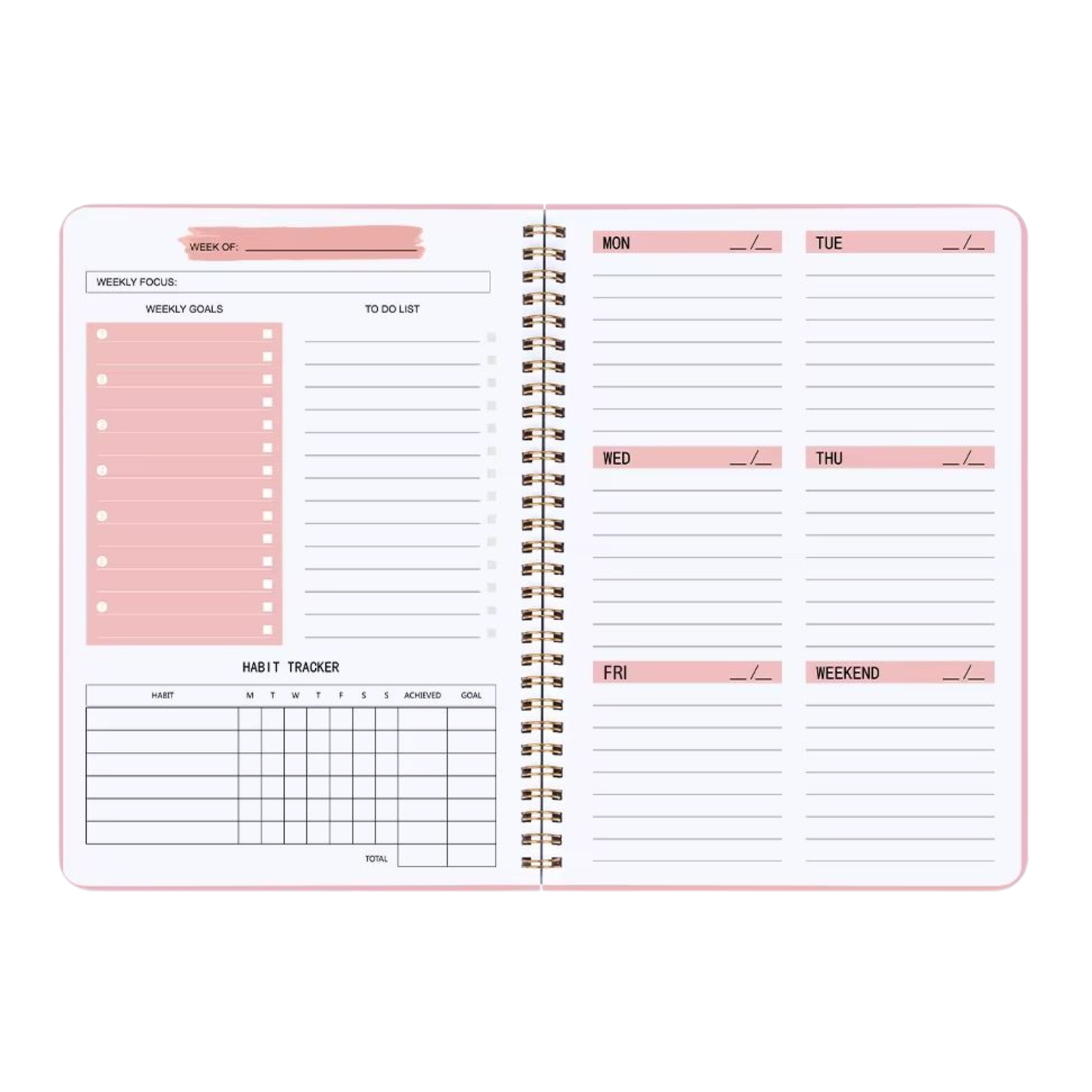 Non-Dated Spiral Weekly Planners - A5 size