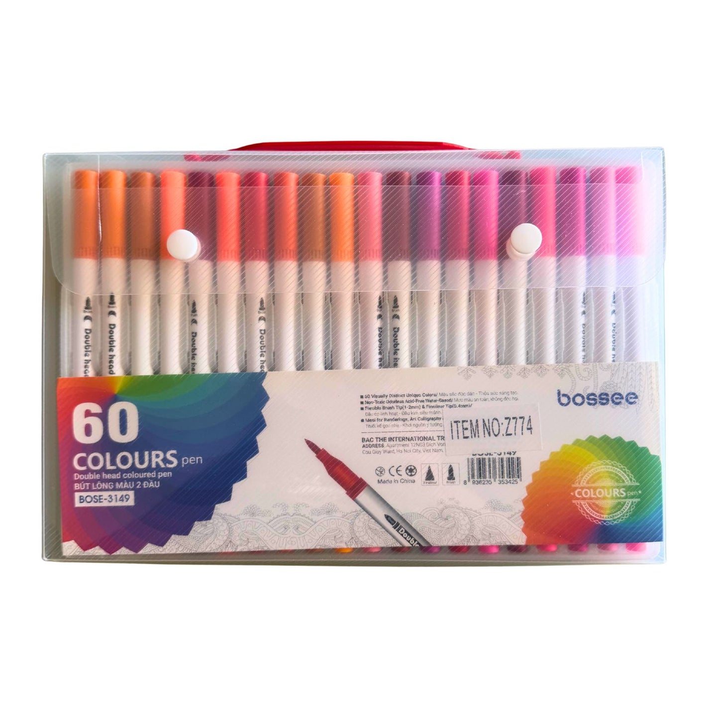 Bossee 60-Color Premium Dual-Tip Pen Set