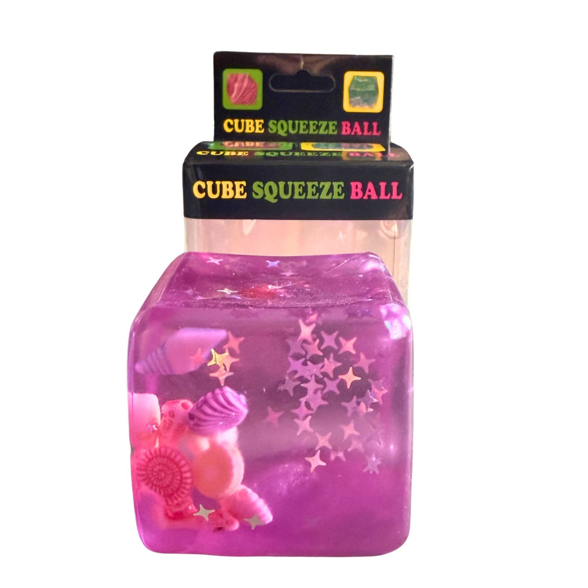 Glitter Seashell Cube Squishy Ball