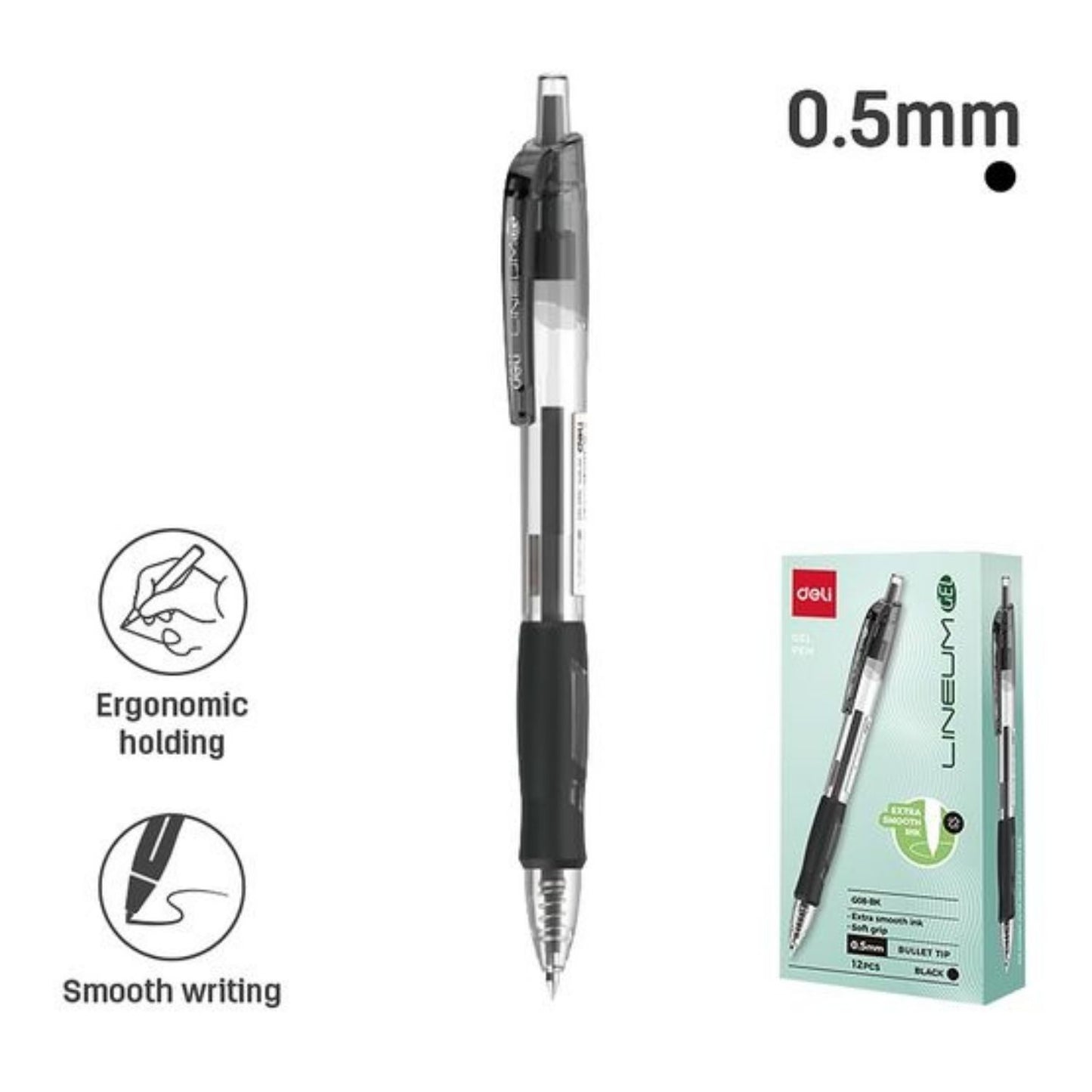 Deli Gel Pen 0.5mm Bullet Tip 2pcs/set