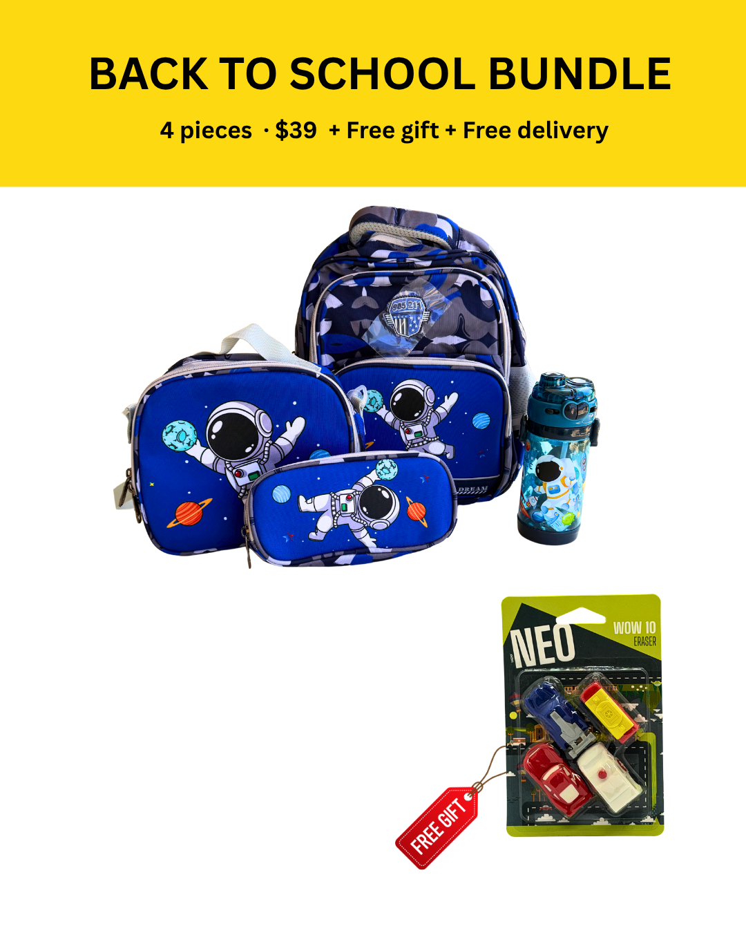 Astronaut Space 4-Piece Back-To-School Complete Bundle