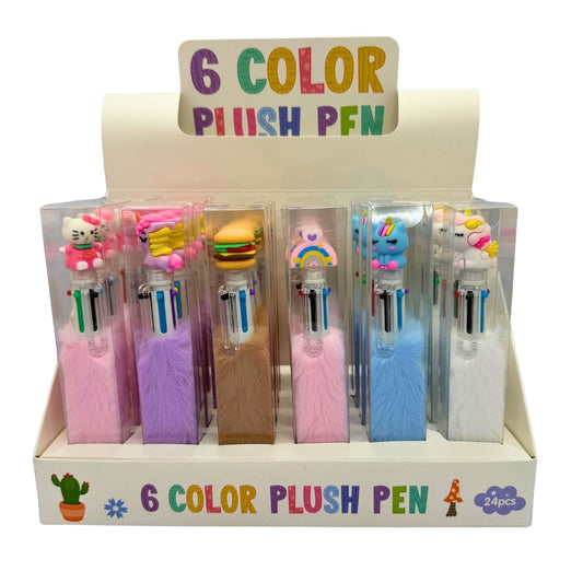 6-Color Retractable Plush Pen
