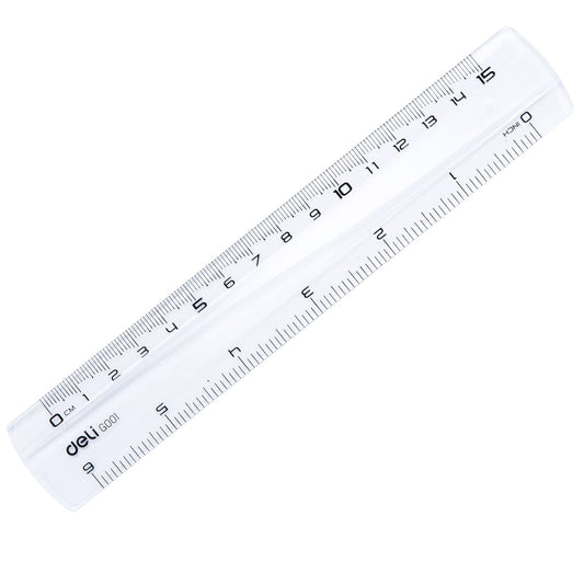 Deli Clear Plastic Ruler 15cm