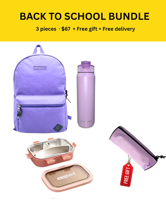 Exsport Lavender Purple 3-Piece Back-To-School Premium Bundle