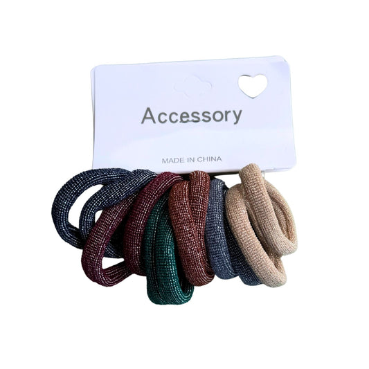 Elegant Metallic Textured Hair Elastic - 12pcs/set