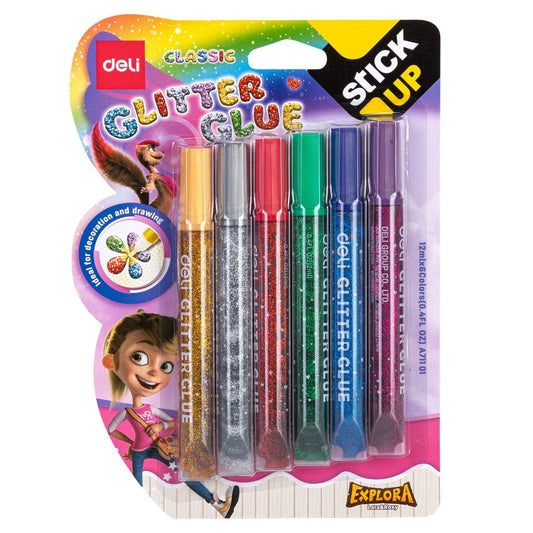 Deli Glitter Glue Pens 6 colors/pack