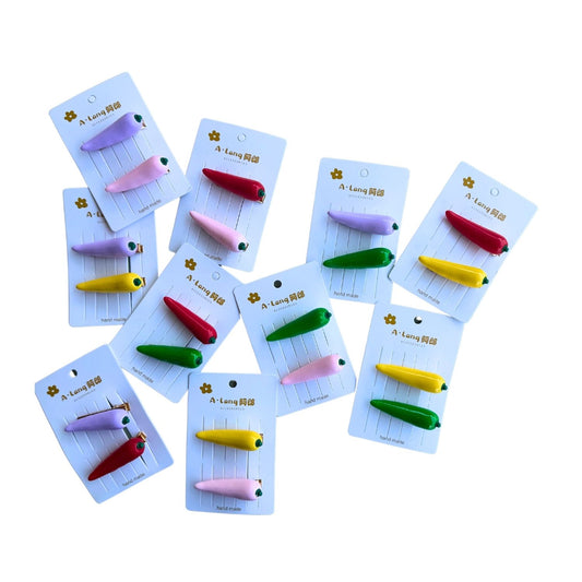 Quirky Chili Pepper Hair Clip - 2pcs/set
