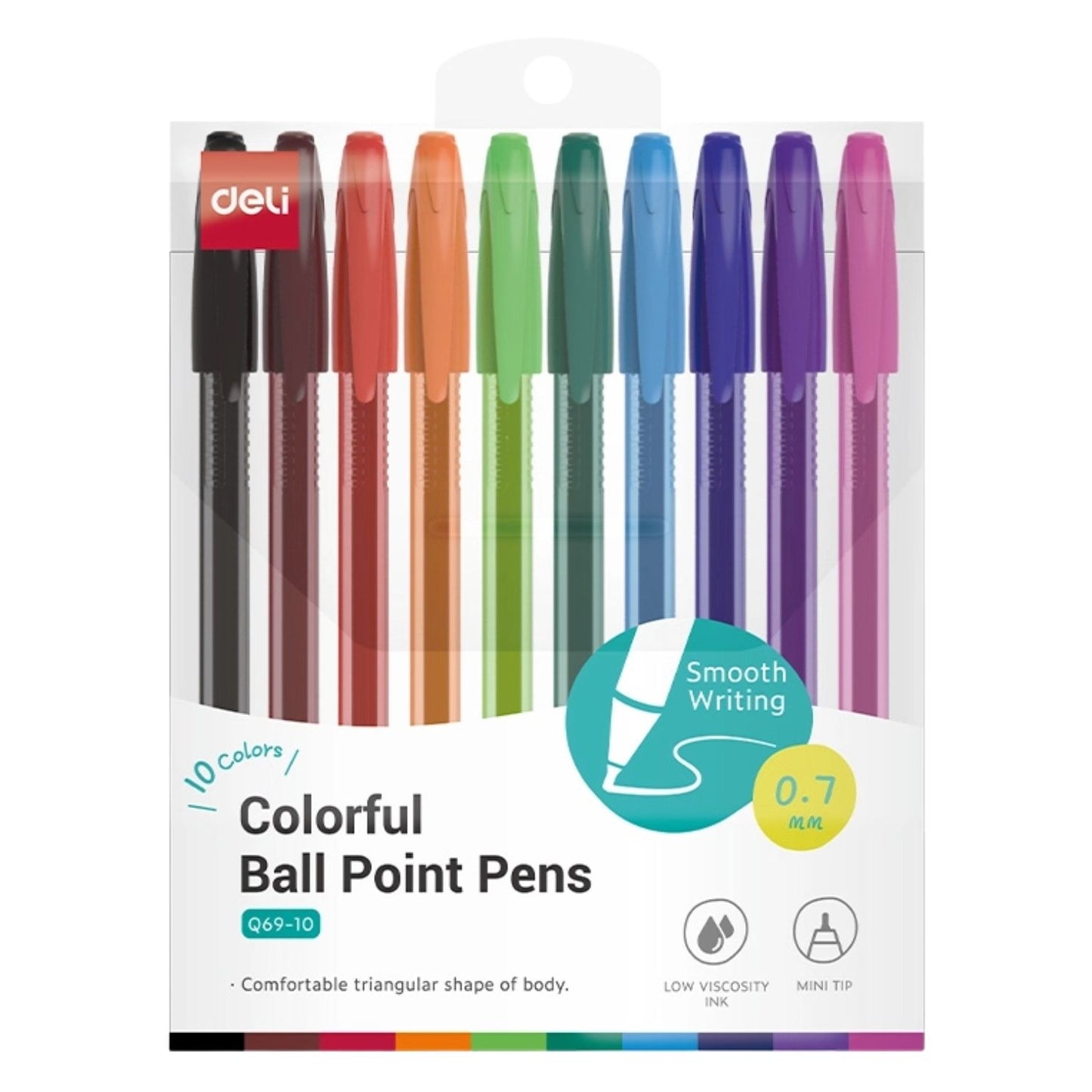 Deli Colorful Ballpoint Pen Set - 10pcs 0.7mm