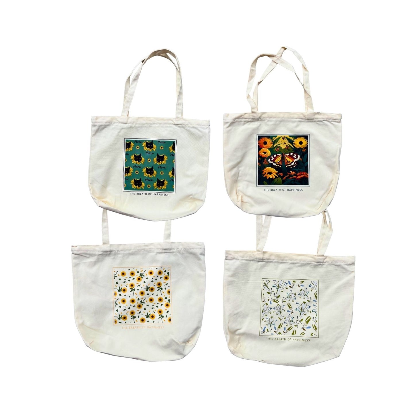 The Breath of Happiness Tote Bags with Zipper