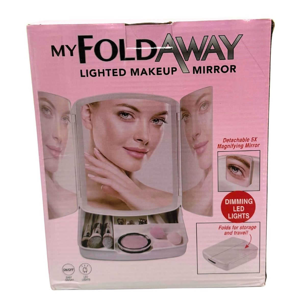 My Foldaway Lighted Makeup Mirror with Organizer Tray