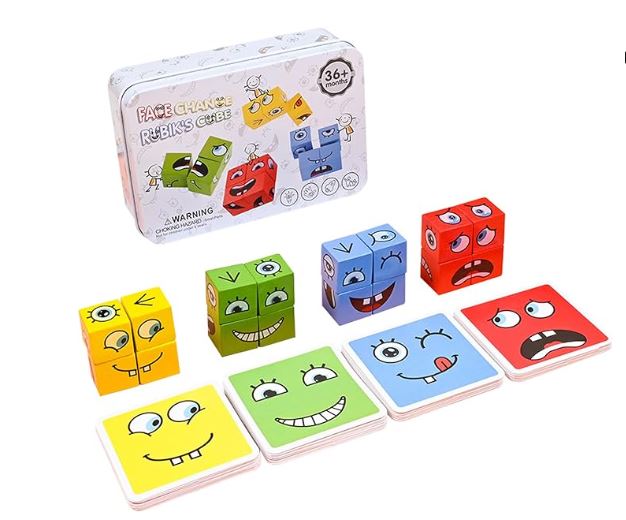 Face-Changing Expression Wooden Puzzle Blocks