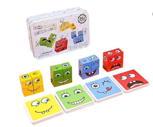 Face-Changing Expression Wooden Puzzle Blocks