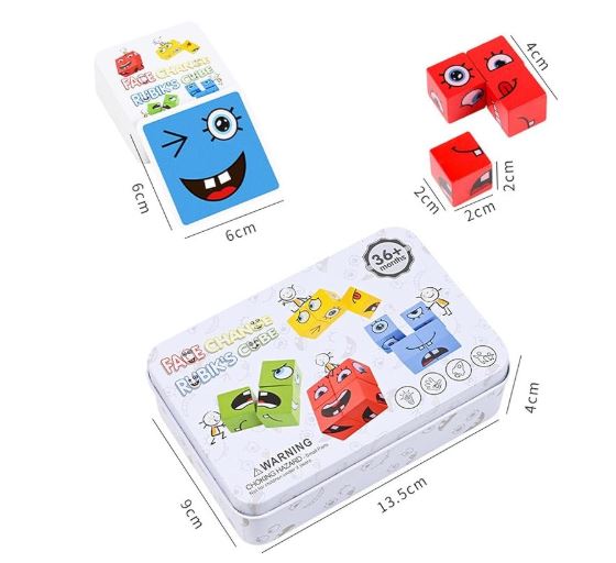Face-Changing Expression Wooden Puzzle Blocks