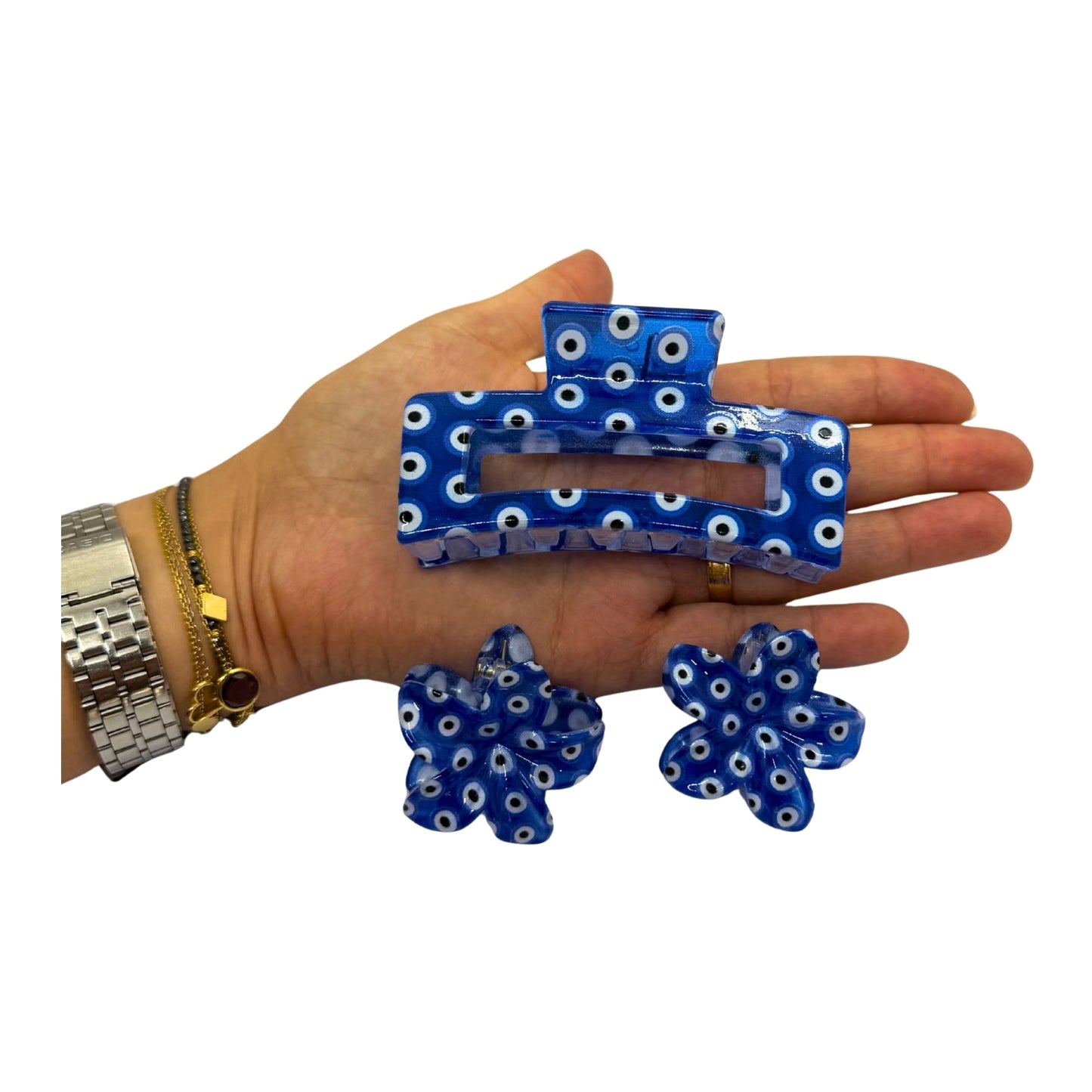 Evil Eye Crochet Hair Clip - 3pcs/set