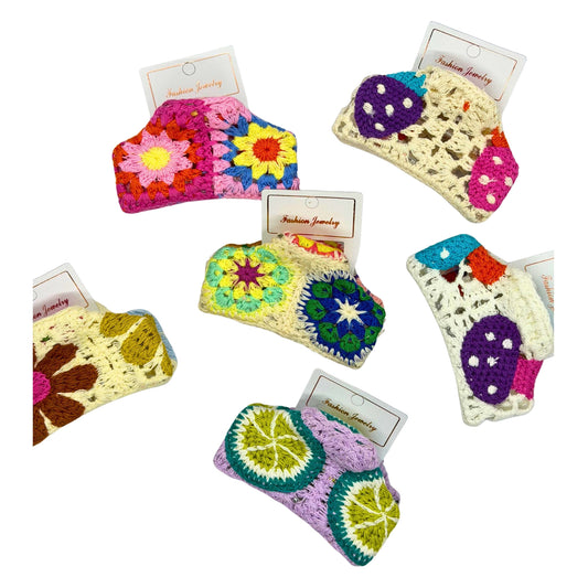 Handmade Crochet Garden Claw Clips