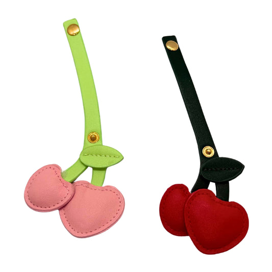 Heart-Shaped Cherry Leather Bag Charms