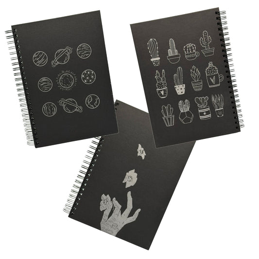 Black-Page Spiral Notebooks - A5 size