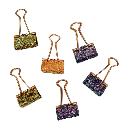 Glitter-Coated Vinyl Paper Clips - 6 pcs/set
