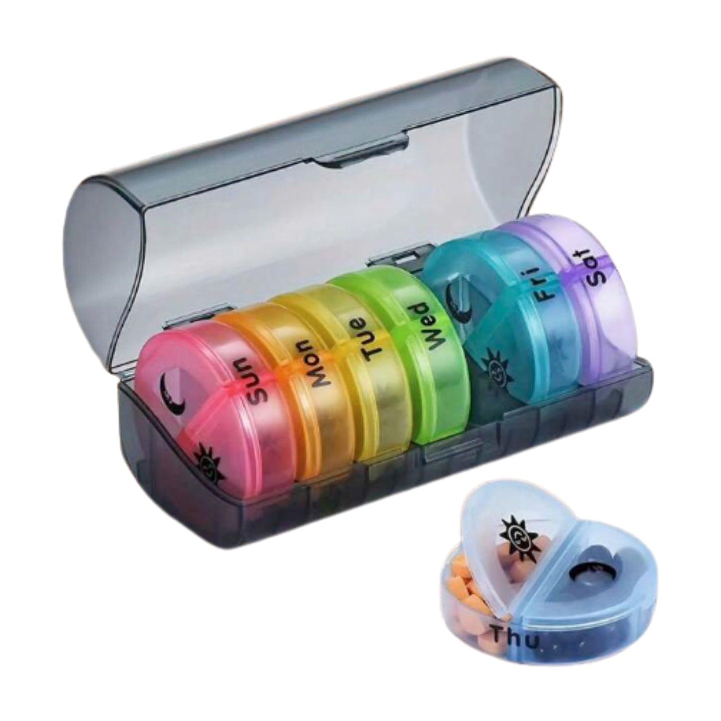 7-Day Rainbow Rotating Pill Organizer