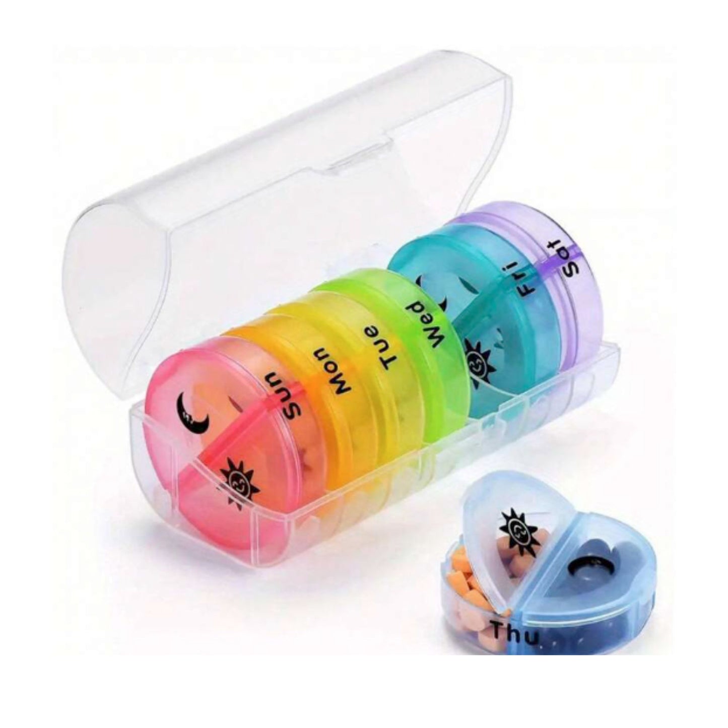 7-Day Rainbow Rotating Pill Organizer