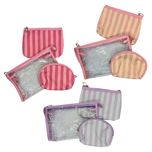 Vibrant Stripe Canvas Pouches