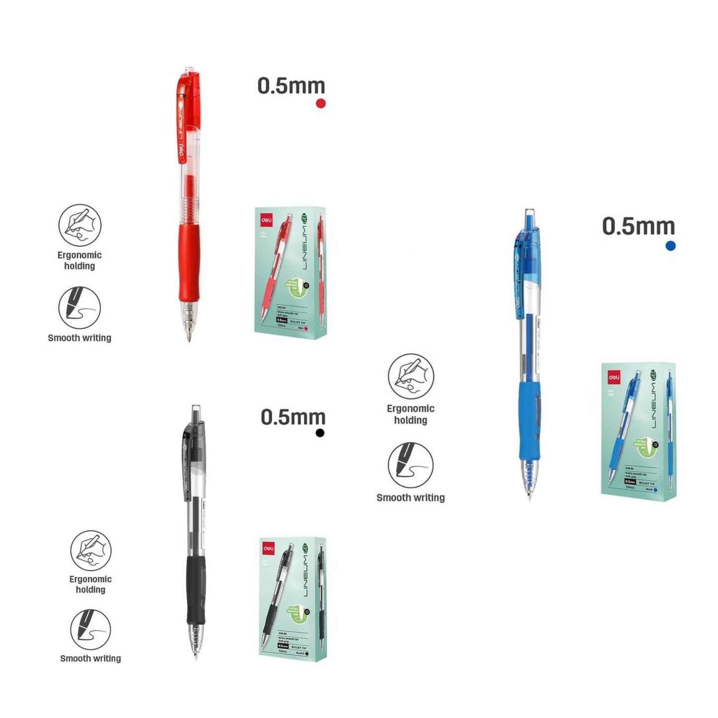 Deli Gel Pen 0.5mm Bullet Tip 2pcs/set