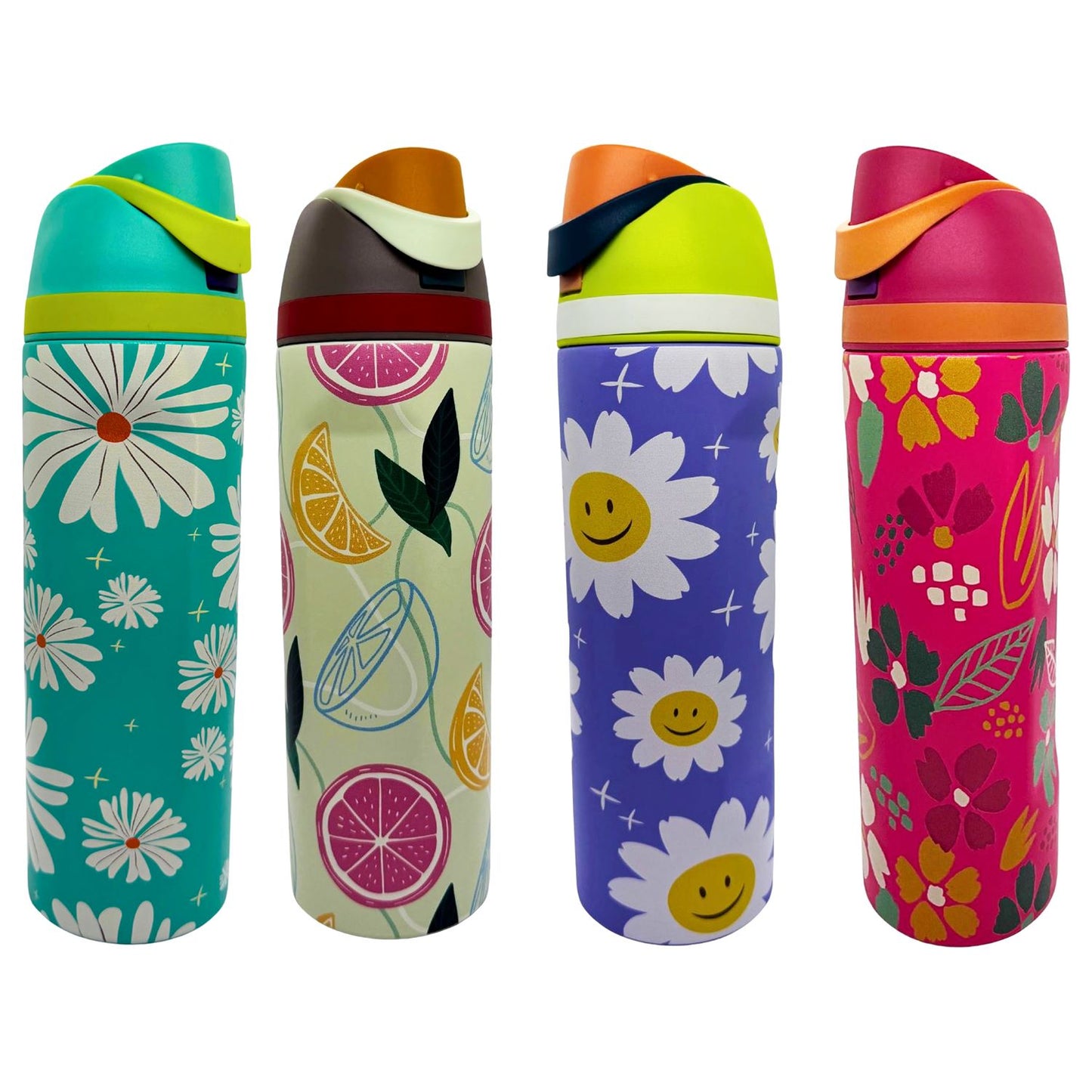 Patterned Floral & Fruit Water Bottles - 600ml