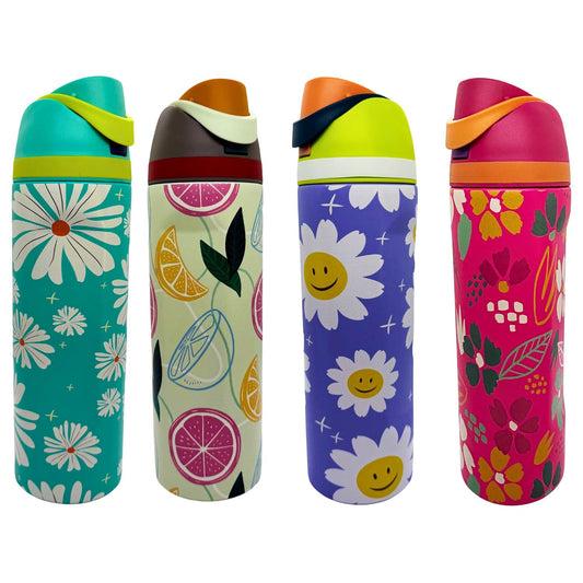 Patterned Floral & Fruit Water Bottles - 600ml