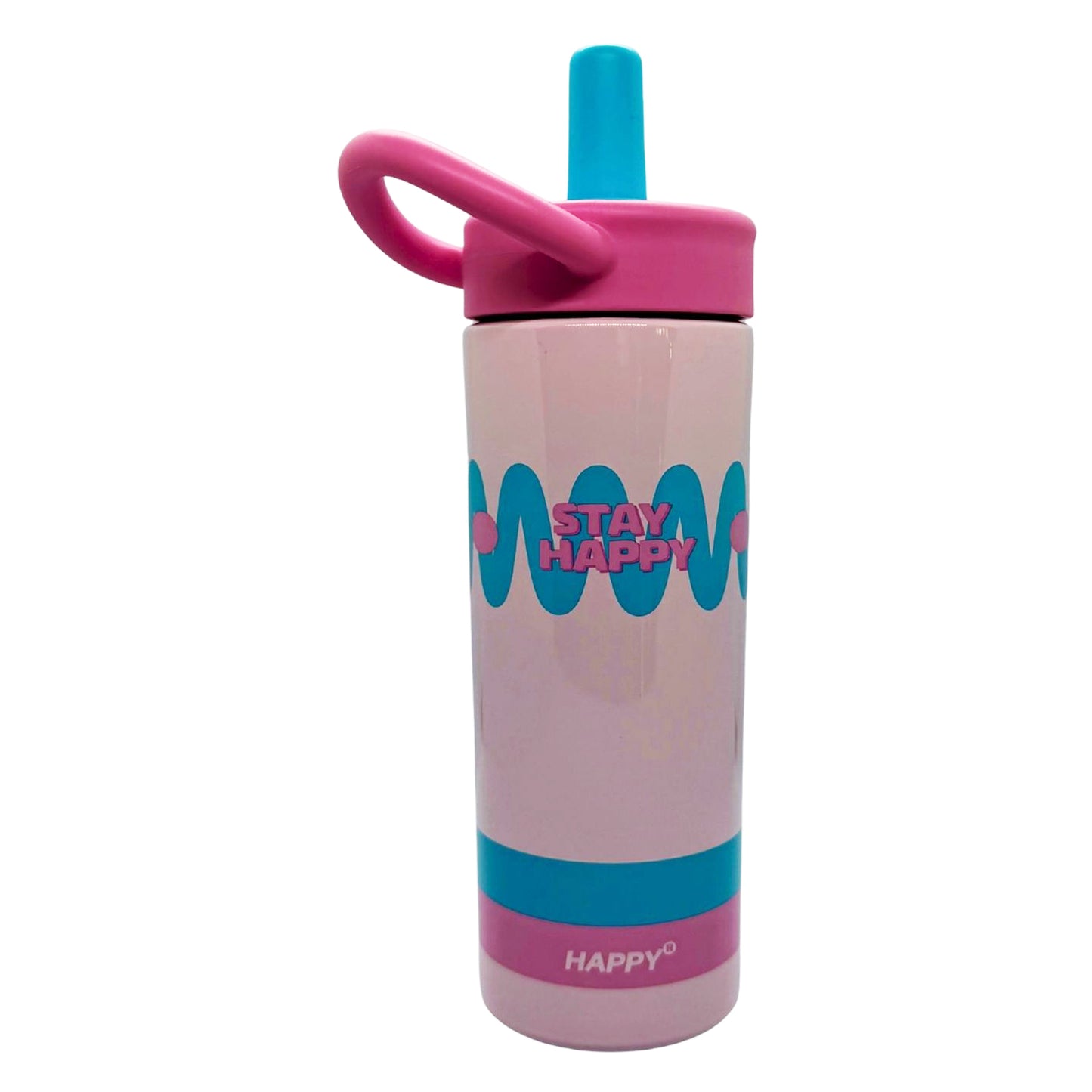 "Stay Happy" Pastel Water Bottles - 600ml