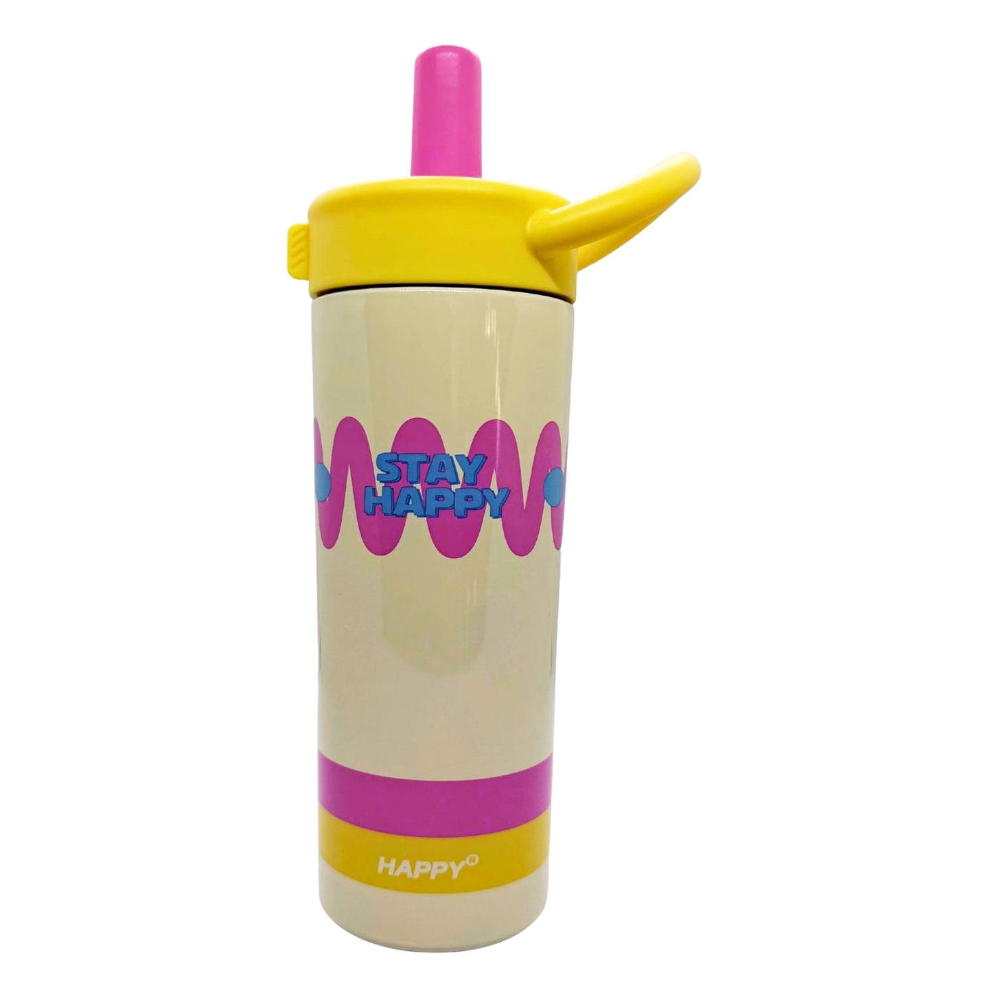 "Stay Happy" Pastel Water Bottles - 600ml